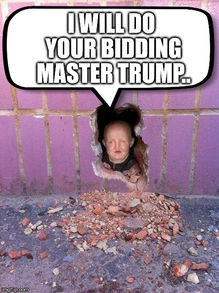 yes master | I WILL DO YOUR BIDDING MASTER TRUMP.. | image tagged in wallsmeagol | made w/ Imgflip meme maker