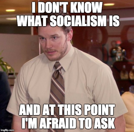 Afraid To Ask Andy Meme | I DON'T KNOW WHAT SOCIALISM IS; AND AT THIS POINT I'M AFRAID TO ASK | image tagged in memes,afraid to ask andy | made w/ Imgflip meme maker
