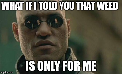 Matrix Morpheus | WHAT IF I TOLD YOU THAT WEED; IS ONLY FOR ME | image tagged in memes,matrix morpheus | made w/ Imgflip meme maker