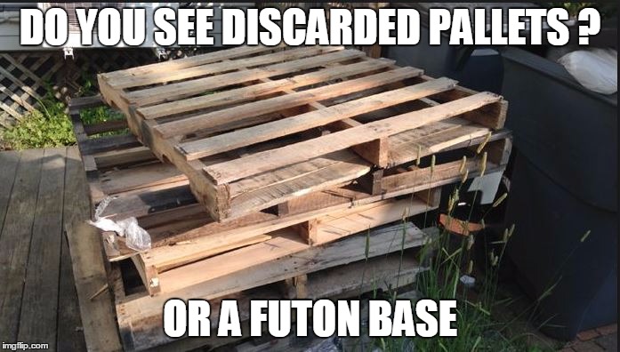 Remember when we were young and squatting was not illegal.  | DO YOU SEE DISCARDED PALLETS ? OR A FUTON BASE | image tagged in memes,memories,youth,humour | made w/ Imgflip meme maker