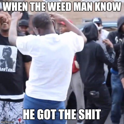 MONEY DANCE | WHEN THE WEED MAN KNOW; HE GOT THE SHIT | image tagged in money dance | made w/ Imgflip meme maker