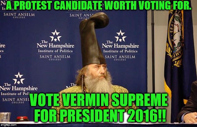 Do It. Just to Send a Message to These Faggots in Washington. | A PROTEST CANDIDATE WORTH VOTING FOR. VOTE VERMIN SUPREME FOR PRESIDENT 2016!! | image tagged in vermin supreme | made w/ Imgflip meme maker