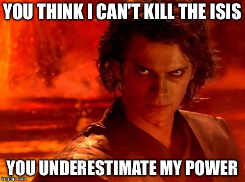 You Underestimate My Power | YOU THINK I CAN'T KILL THE ISIS; YOU UNDERESTIMATE MY POWER | image tagged in memes,you underestimate my power | made w/ Imgflip meme maker