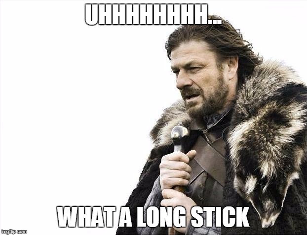 Brace Yourselves X is Coming | UHHHHHHHH... WHAT A LONG STICK | image tagged in memes,brace yourselves x is coming | made w/ Imgflip meme maker