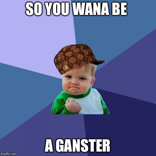 Success Kid | SO YOU WANA BE; A GANSTER | image tagged in memes,success kid,scumbag | made w/ Imgflip meme maker