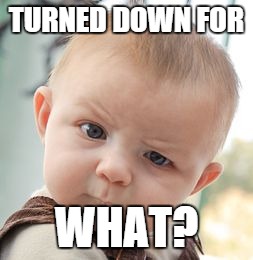 Skeptical Baby Meme | TURNED DOWN FOR WHAT? | image tagged in memes,skeptical baby | made w/ Imgflip meme maker