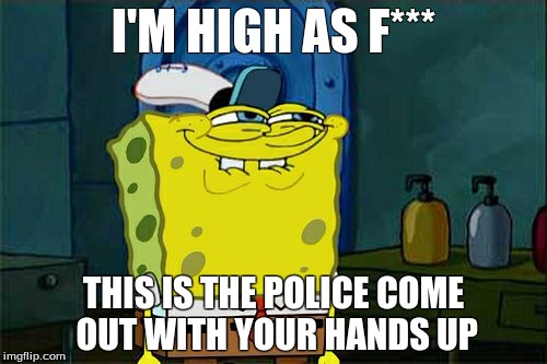 Don't You Squidward Meme | I'M HIGH AS F***; THIS IS THE POLICE COME OUT WITH YOUR HANDS UP | image tagged in memes,dont you squidward | made w/ Imgflip meme maker