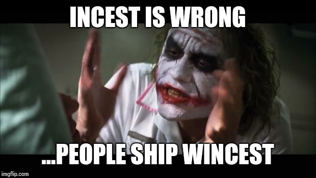And everybody loses their minds | INCEST IS WRONG; ...PEOPLE SHIP WINCEST | image tagged in memes,and everybody loses their minds | made w/ Imgflip meme maker