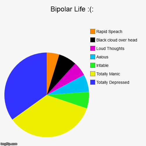 image tagged in pie charts,funny,mental illness,awareness,manic,depression | made w/ Imgflip chart maker