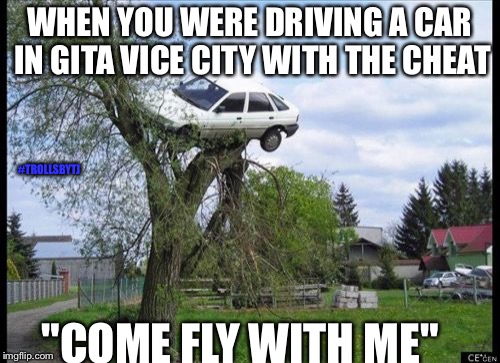 Secure Parking Meme | WHEN YOU WERE DRIVING A CAR IN GITA VICE CITY WITH THE CHEAT; #TROLLSBYTJ; "COME FLY WITH ME" | image tagged in memes,secure parking | made w/ Imgflip meme maker