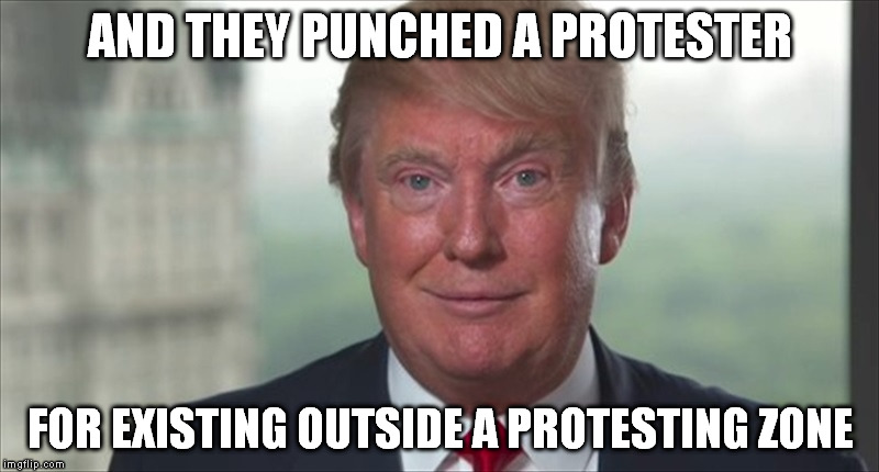 AND THEY PUNCHED A PROTESTER FOR EXISTING OUTSIDE A PROTESTING ZONE | made w/ Imgflip meme maker