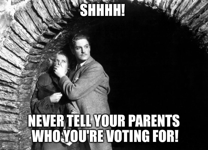 20th Century Technology | SHHHH! NEVER TELL YOUR PARENTS WHO YOU'RE VOTING FOR! | image tagged in 20th century technology | made w/ Imgflip meme maker