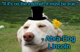 "If it's on the internet, it must be true." - Abra-Dog Lincoln | made w/ Imgflip meme maker