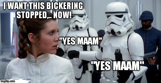 I WANT THIS BICKERING STOPPED,.. NOW! "YES MAAM" "YES MAAM" | made w/ Imgflip meme maker