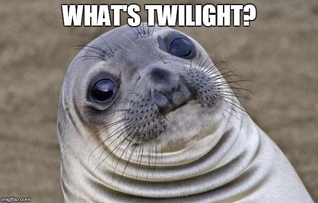 Awkward Moment Sealion Meme | WHAT'S TWILIGHT? | image tagged in memes,awkward moment sealion | made w/ Imgflip meme maker