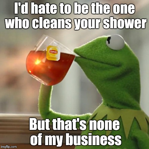 But That's None Of My Business Meme | I'd hate to be the one who cleans your shower But that's none of my business | image tagged in memes,but thats none of my business,kermit the frog | made w/ Imgflip meme maker