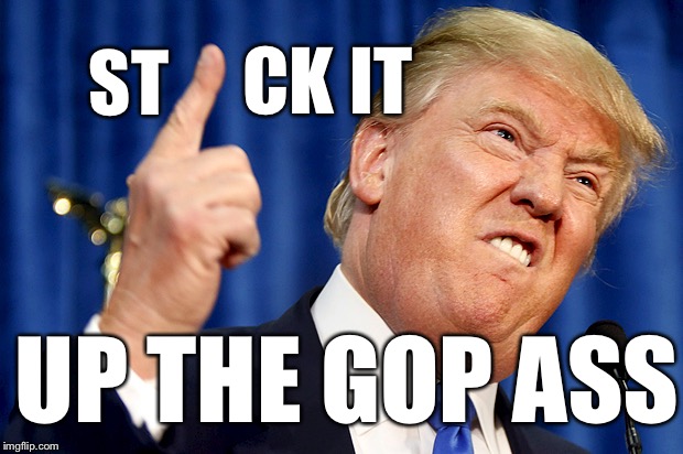 Trump | CK IT; ST; UP THE GOP ASS | image tagged in donald trump,election 2016,gop,establishment,political meme,funny memes | made w/ Imgflip meme maker