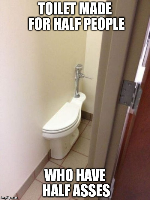 Toilet Fail | TOILET MADE FOR HALF PEOPLE; WHO HAVE HALF ASSES | image tagged in toilet fail | made w/ Imgflip meme maker