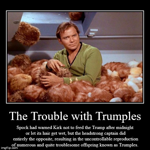 The Trouble with Trumples | image tagged in donald trump,trouble with trumples,trouble with tribbles,star trek,captain kirk,republican primaries | made w/ Imgflip demotivational maker