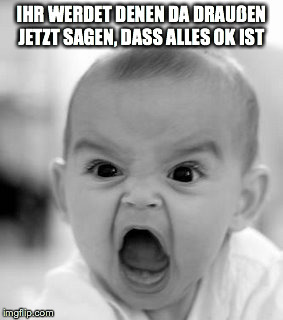 Angry Baby Meme | IHR WERDET DENEN DA DRAUßEN JETZT SAGEN, DASS ALLES OK IST | image tagged in memes,angry baby | made w/ Imgflip meme maker