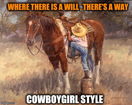 WHERE THERE IS A WILL , THERE'S A WAY; COWBOYGIRL STYLE | made w/ Imgflip meme maker