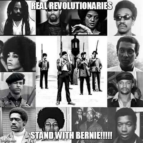 Support Bernie Sanders | REAL REVOLUTIONARIES; STAND WITH BERNIE!!!!! | image tagged in black panthers | made w/ Imgflip meme maker