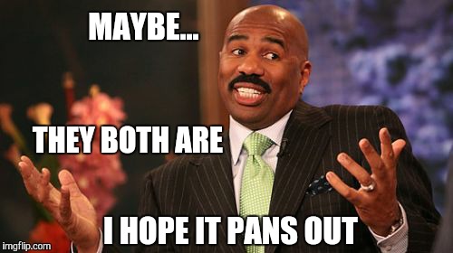 Steve Harvey Meme | MAYBE... THEY BOTH ARE I HOPE IT PANS OUT | image tagged in memes,steve harvey | made w/ Imgflip meme maker