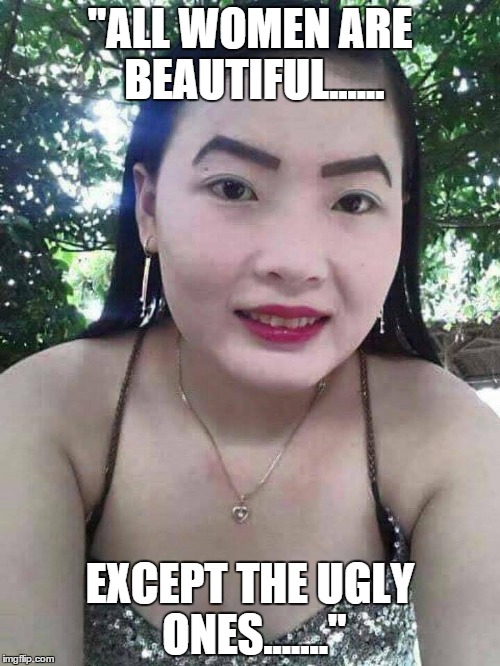 All women are pretty | "ALL WOMEN ARE BEAUTIFUL...... EXCEPT THE UGLY ONES......." | image tagged in women | made w/ Imgflip meme maker