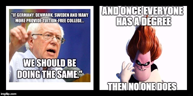 image tagged in bernie sanders,college liberal,syndrome incredibles | made w/ Imgflip meme maker