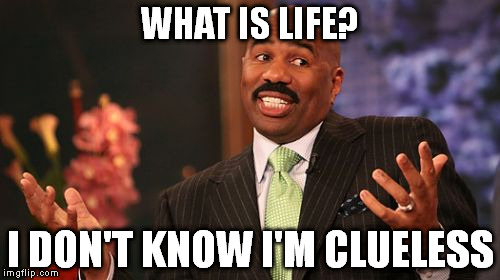 Steve Harvey | WHAT IS LIFE? I DON'T KNOW I'M CLUELESS | image tagged in memes,steve harvey | made w/ Imgflip meme maker