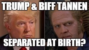 Today Hill Valley...Tomorrow the World! | TRUMP & BIFF TANNEN; SEPARATED AT BIRTH? | image tagged in donald trump,back to the future,election 2016,republicans,conservatives | made w/ Imgflip meme maker