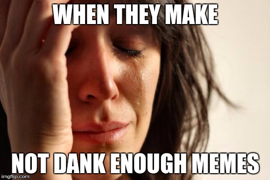 First World Problems | WHEN THEY MAKE; NOT DANK ENOUGH MEMES | image tagged in memes,first world problems | made w/ Imgflip meme maker