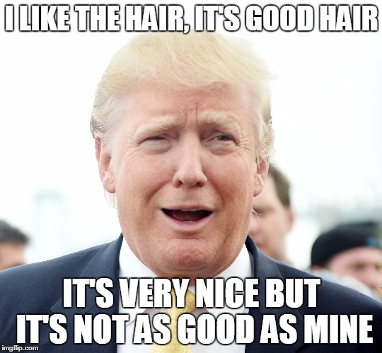 I LIKE THE HAIR, IT'S GOOD HAIR IT'S VERY NICE BUT IT'S NOT AS GOOD AS MINE | made w/ Imgflip meme maker