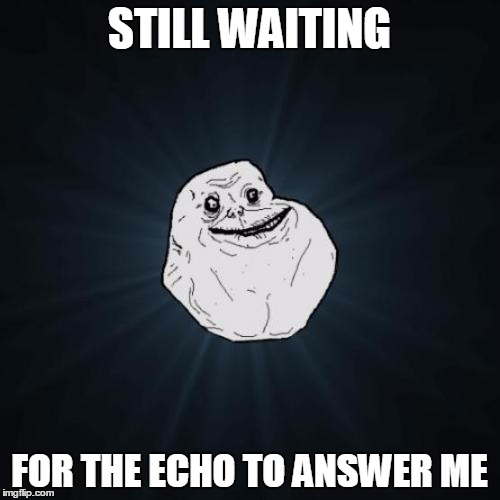 STILL WAITING FOR THE ECHO TO ANSWER ME | made w/ Imgflip meme maker