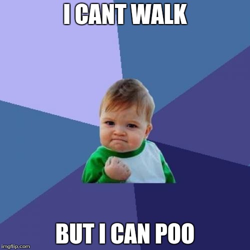 Success Kid | I CANT WALK; BUT I CAN POO | image tagged in memes,success kid | made w/ Imgflip meme maker