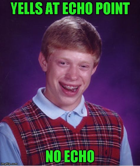 Bad Luck Brian Meme | YELLS AT ECHO POINT NO ECHO | image tagged in memes,bad luck brian | made w/ Imgflip meme maker