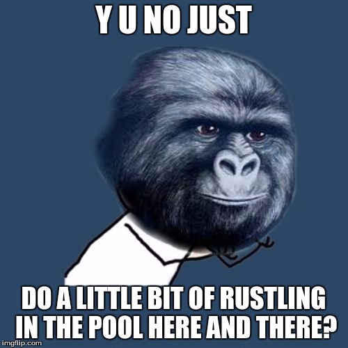 Y U NO JIMMIES | Y U NO JUST DO A LITTLE BIT OF RUSTLING IN THE POOL HERE AND THERE? | image tagged in y u no jimmies | made w/ Imgflip meme maker