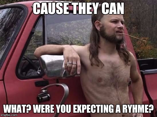 CAUSE THEY CAN WHAT? WERE YOU EXPECTING A RYHME? | made w/ Imgflip meme maker