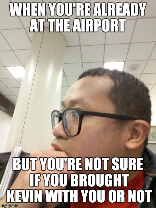 KEVIN!!!!!!!!!!!!!!!!!!!!!!!!!!!!!!!!!!!!!!!!!!! | WHEN YOU'RE ALREADY AT THE AIRPORT; BUT YOU'RE NOT SURE IF YOU BROUGHT KEVIN WITH YOU OR NOT | image tagged in kevin,airport,home alone | made w/ Imgflip meme maker
