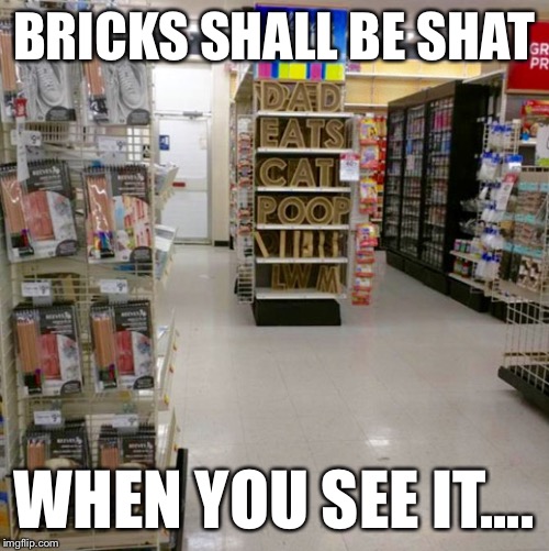 Bricks, When You See It: | BRICKS SHALL BE SHAT; WHEN YOU SEE IT.... | image tagged in memes,when you see it,lmao,dad joke | made w/ Imgflip meme maker