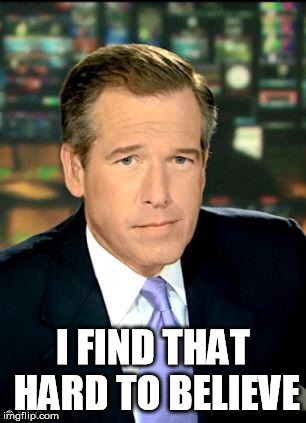 unbelievable
 | I FIND THAT HARD TO BELIEVE | image tagged in memes,brian williams was there 3 | made w/ Imgflip meme maker