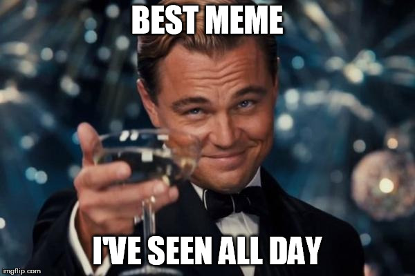 Leonardo Dicaprio Cheers Meme | BEST MEME I'VE SEEN ALL DAY | image tagged in memes,leonardo dicaprio cheers | made w/ Imgflip meme maker