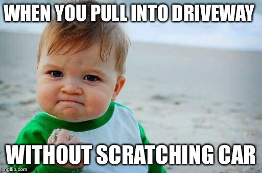 Yes Baby | WHEN YOU PULL INTO DRIVEWAY; WITHOUT SCRATCHING CAR | image tagged in yes baby | made w/ Imgflip meme maker