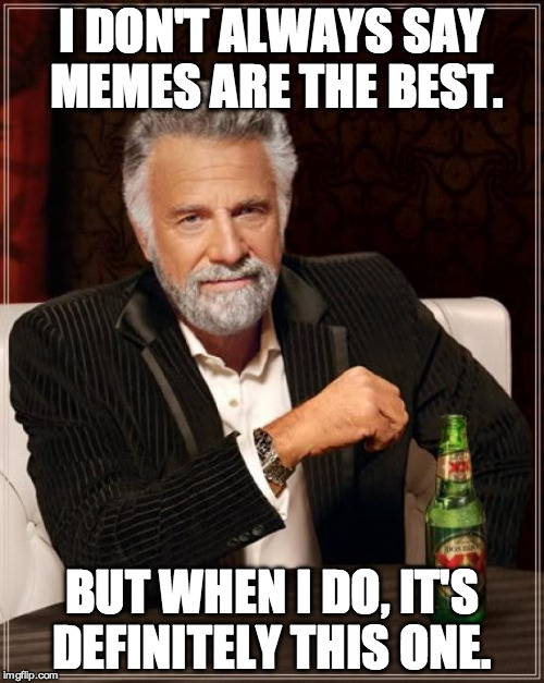 The Most Interesting Man In The World Meme | I DON'T ALWAYS SAY MEMES ARE THE BEST. BUT WHEN I DO, IT'S DEFINITELY THIS ONE. | image tagged in memes,the most interesting man in the world | made w/ Imgflip meme maker