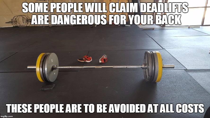 SOME PEOPLE WILL CLAIM DEADLIFTS ARE DANGEROUS FOR YOUR BACK; THESE PEOPLE ARE TO BE AVOIDED AT ALL COSTS | image tagged in deadlifts,dusf | made w/ Imgflip meme maker