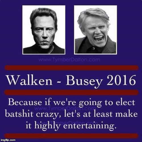 A new kind of political party | image tagged in walken-busey 2016 | made w/ Imgflip meme maker