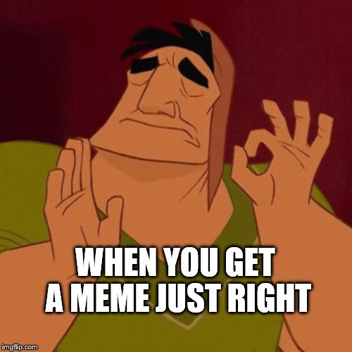 Pacha perfect | WHEN YOU GET A MEME JUST RIGHT | image tagged in pacha perfect | made w/ Imgflip meme maker