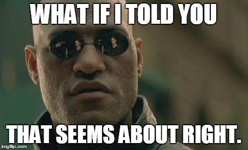 Matrix Morpheus Meme | WHAT IF I TOLD YOU THAT SEEMS ABOUT RIGHT. | image tagged in memes,matrix morpheus | made w/ Imgflip meme maker