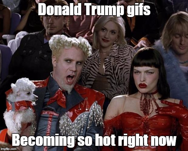 Mugatu So Hot Right Now Meme | Donald Trump gifs Becoming so hot right now | image tagged in memes,mugatu so hot right now | made w/ Imgflip meme maker