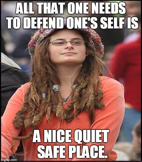 ALL THAT ONE NEEDS TO DEFEND ONE'S SELF IS A NICE QUIET SAFE PLACE. | made w/ Imgflip meme maker